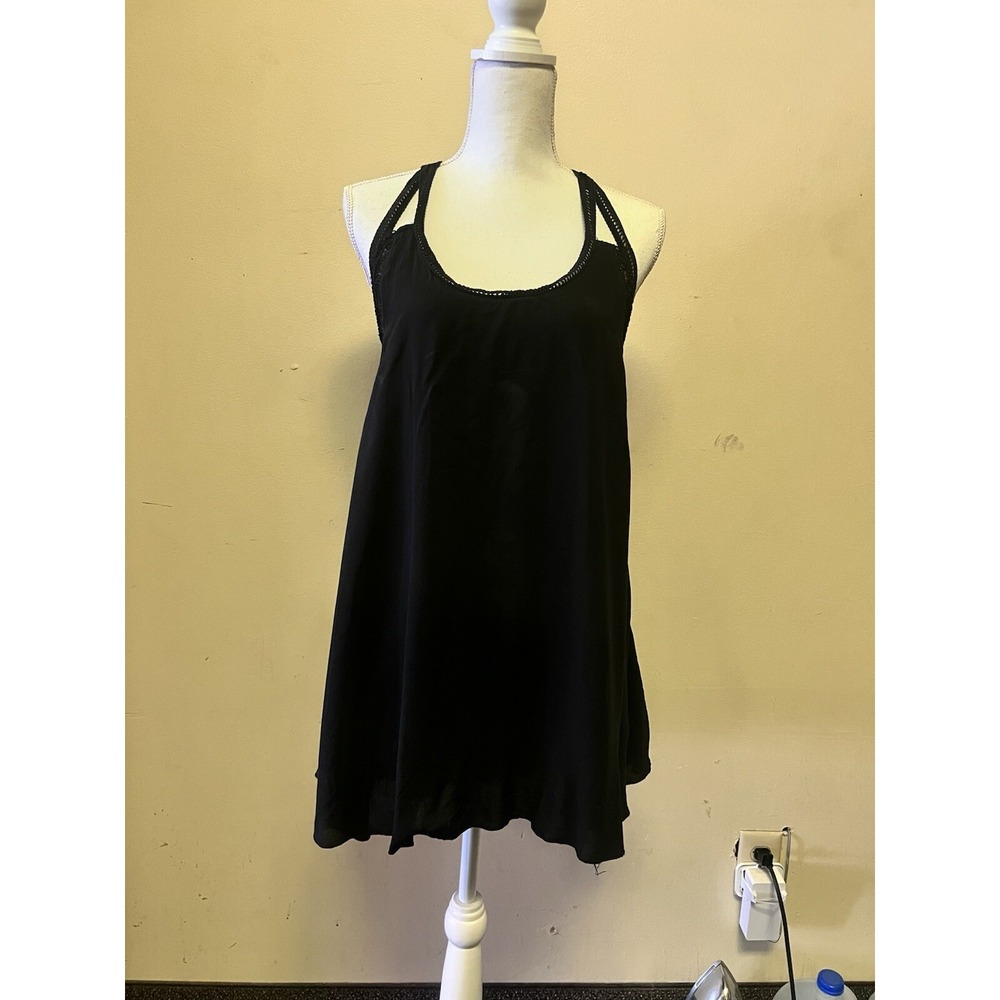 Women's Black Babydoll Sleeveless Tent Circle Dress Size Large Flowy Joe & Elle